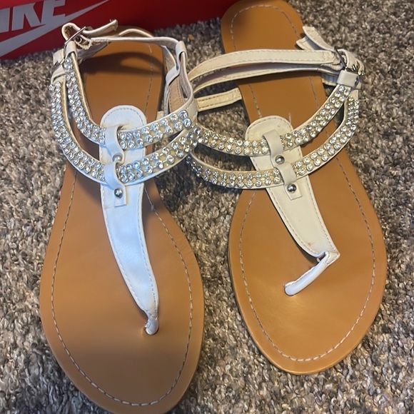 White Rhinestone Sandals - Picture 2 of 3